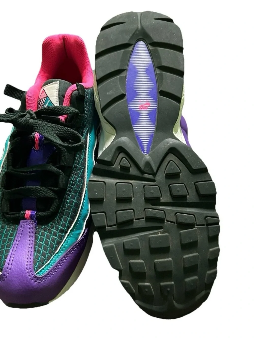 Girls Nike Green Purple Pink Sneakers Size 6.5 Y Just Do It - Picture 4 of 5